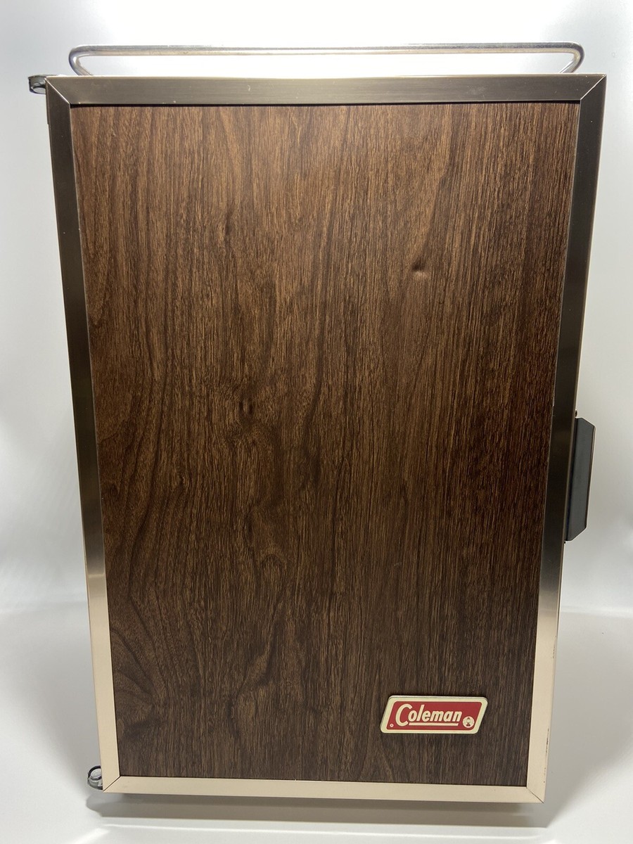 Antique Coleman Cooler vintage Upright Fridge Faux Wood 26in x 16x