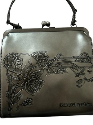 Jean Paul Gaultier rare stunning silver metallic leather bag with