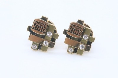 10K Yellow Gold Diamonds Burger King Employee Service Award Pin