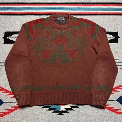 Vintage Pendleton Aztec Print Pullover Wool Sweater Mens Size