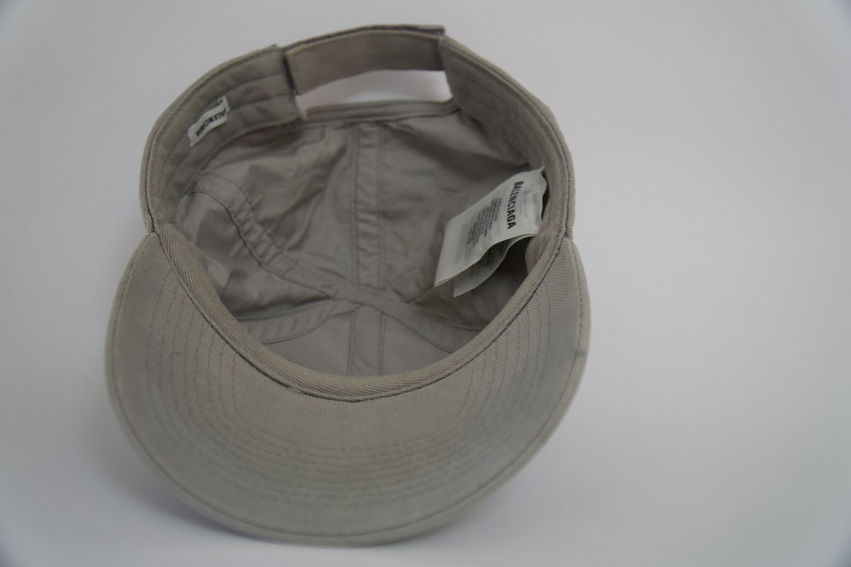BALENCIAGA Cap Cotton Grey Hat Logo Embroidery Baseball Cap | eBay