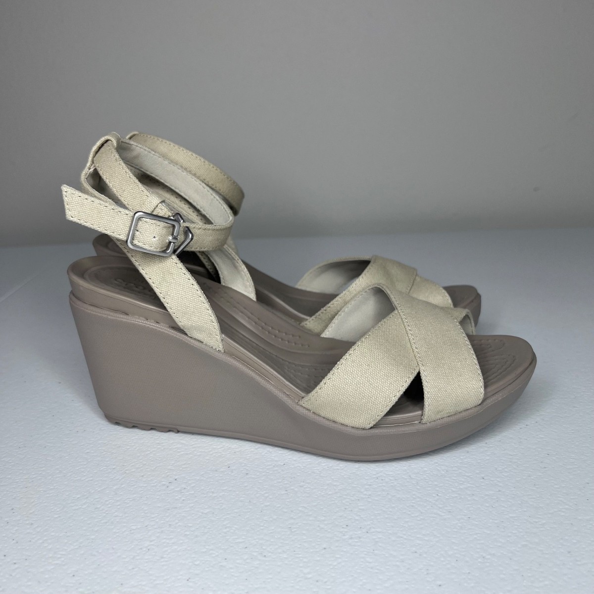 Crocs Leigh II Cross Strap Ankle Wedge Sandals Women's Size 8