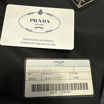 Authentic PRADA | Borsa in Tessuto | Black Tessuto City Nero