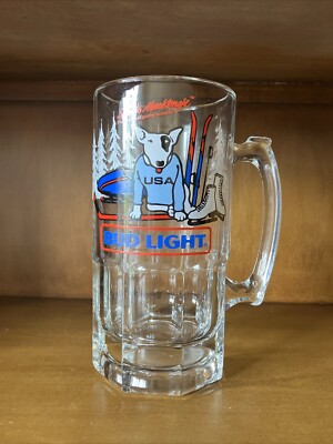 Bud Light Spuds MacKenzie Beer Mug Ski, Snowmobile, Ice Skate USA