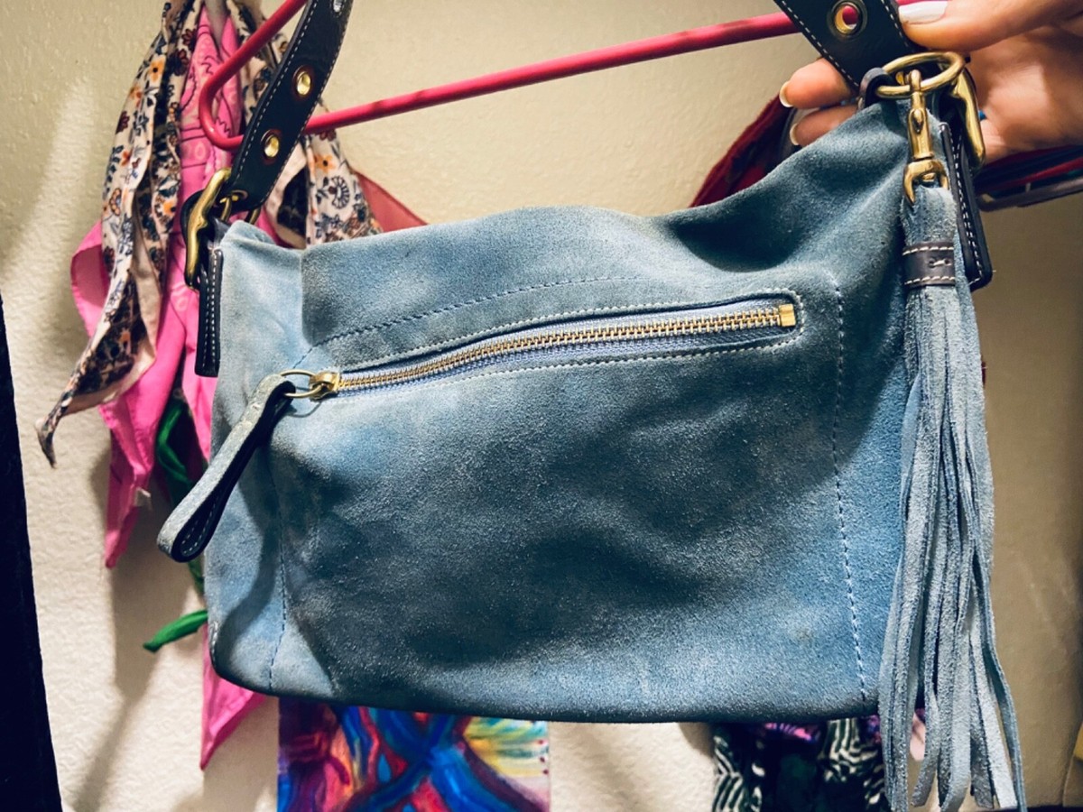 Coach Blue Suede Small Shoulder Bag | eBay UK