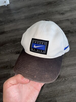 Vintage Nike 90s Adult Unisex Two Tone White Black Swoosh Snapback