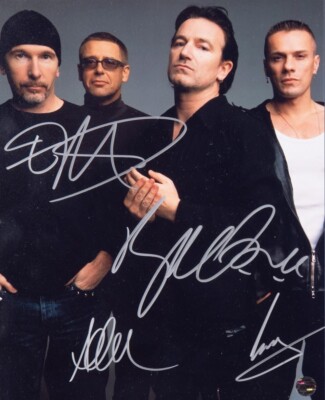 U2 Signed Photograph - Rock Band - Bono / Edge / Larry / Adam