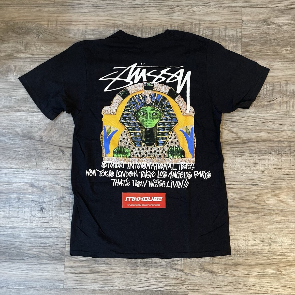 New Vintage Stussy Sphinx Tee T-Shirt Egyptian Pyramid Black Size