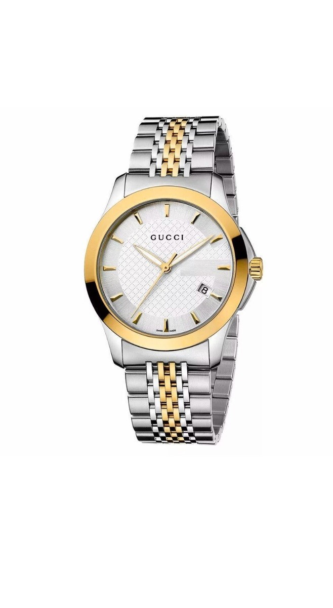 New Gucci G-Timeless Silver Dial Two Tone Gold YA126409 38mm Watch