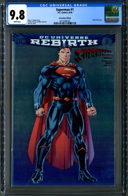 Superman Rebirth #1, CGC 9.8 White! HTF Jim Lee Silver Foil