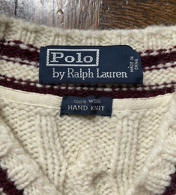 Vintage Polo Ralph Lauren Hand Knit Sweater - V Neck Tennis