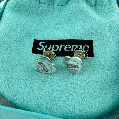 RARE Tiffany x SUPREME Mini Heart Earrings in Sterling Silver