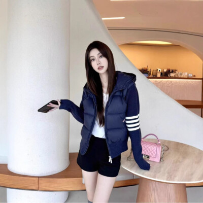 Thom Browne Women's New Hooded Knitted Slim-fitting Long-sleeved