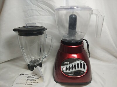 Red Oster 16 Speed Blender Glass Jar Plus Plastic Food Processor