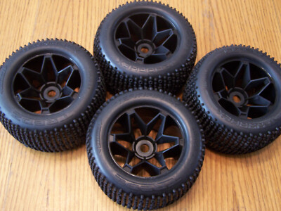 4) HPI Savage X 4.6 GT-6 Tires & Havok Black 17mm Wheels XL Flux