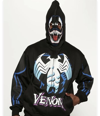 Fashion Nova + Venom Zip Up Hoodie - Black Large Marvel Sweatshirt