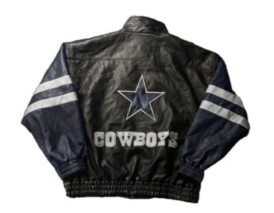 Vintage Dallas Cowboys Game Day Leather Zip Up Gameday Jacket Mens