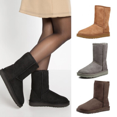 Women's UGG Classic Short II Sheepskin Boots 1016223 - Black