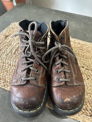 Vintage Doc Dr Martens 8A07 Y2K Brown Leather Boots UK7 US8 Con41
