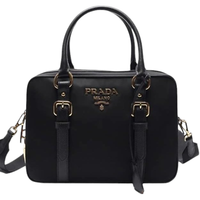 Prada Nylon Bauletto Satchel Bag, Black | eBay