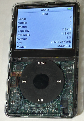 APPLE iPOD CLASSIC 5.5th Smoked 128GB SSD Wolfson DAC Atomic Mega