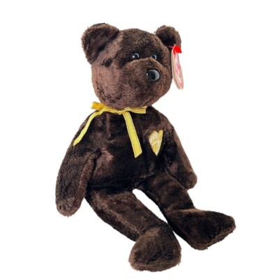 Ty Beanie Babies 2003 Signature Bear Teddy Bear Plush Dark Brown