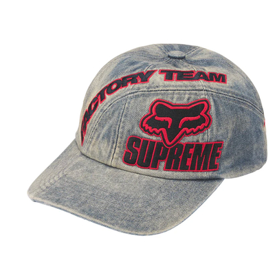 SUPREME FW25 FOX RACING 6 PANEL HAT BLACK DENIM | eBay