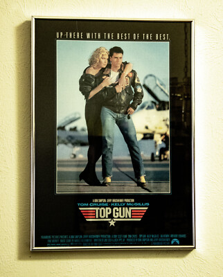 1986 original FRAMED Top Gun Movie Poster 18” X 24” from Theater