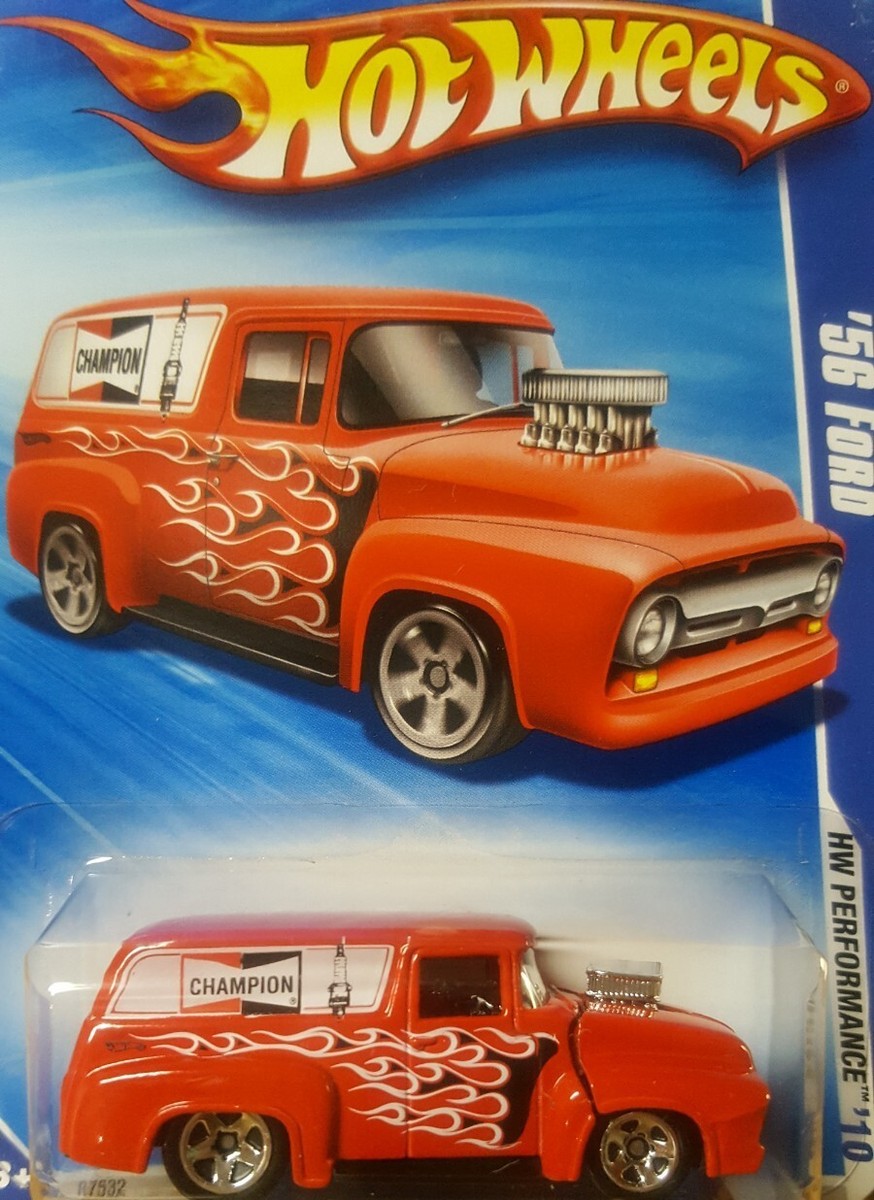 Hot Wheels '56 Ford F-100 Panel Red Champion 1:64 Scale Opening