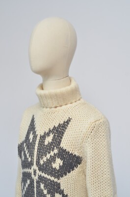 Dolce & Gabbana D&G Vintage Men's Beige Wool Snowflake Sweater SzS