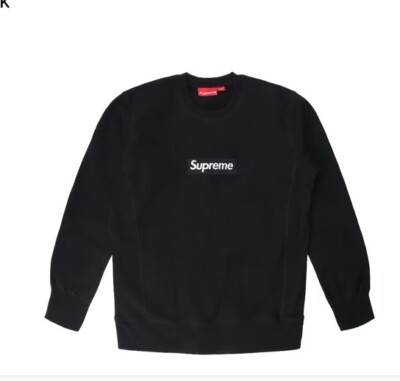 Supreme Box logo Crewneck Black Large FW15 100 % Cotton L Preowned