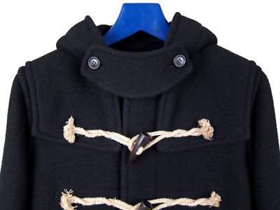 Balmain Hooded Duffel Toggle Coat Black Wool AW11 sz. eu44 us34 XS