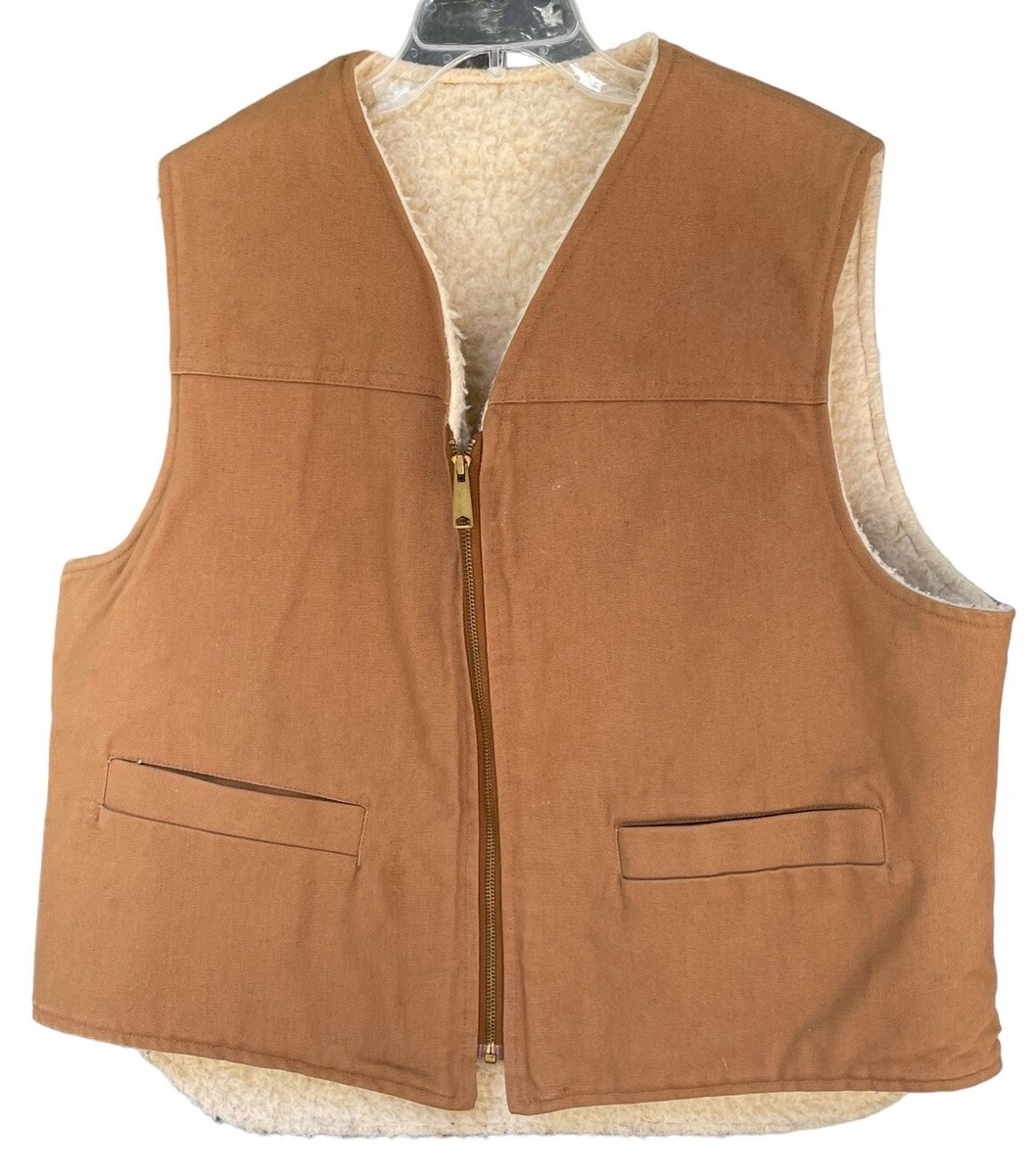 Vintage Carhartt 6SV Sherpa Lined Heavy Brown Duck Canvas Vest USA