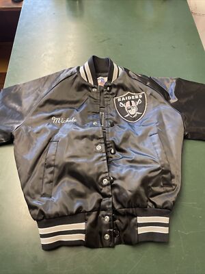 Vintage Oakland Raiders Satin Chalk Line Jacket Youth Size 10-12