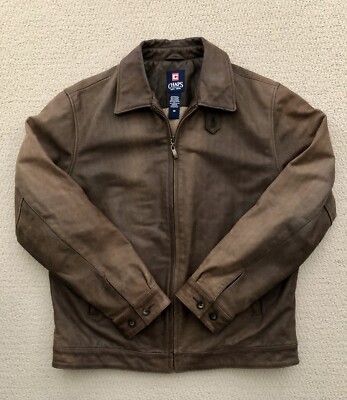 Vintage Men's Ralph Lauren Chaps Leather Jacket Coat Brown Medium