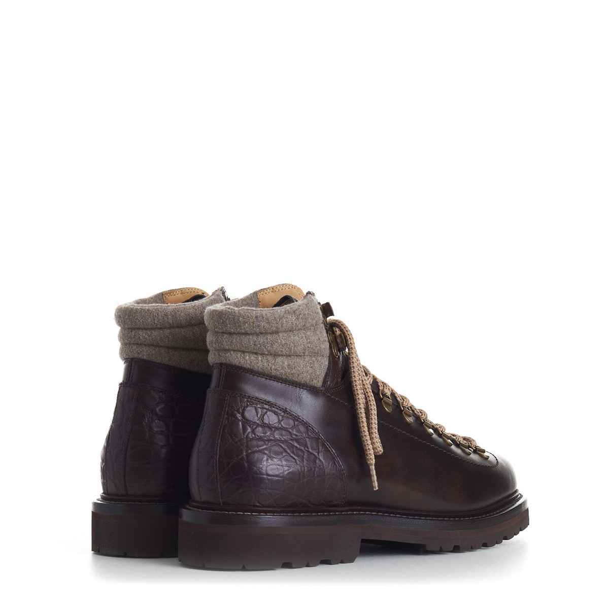BRUNELLO CUCINELLI 3150$ Mountain Boots - Wool Insert, Crocodile