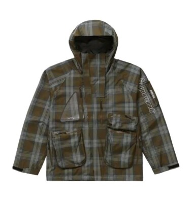 SUPREME FW'21 Gore-Tex Tech Shell Jacket Olive Plaid Men's size