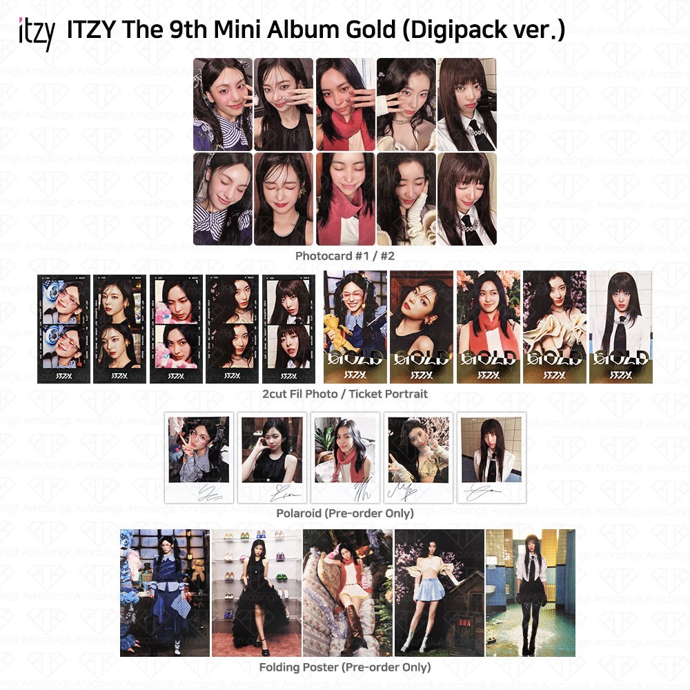 ITZY 9th Mini Album GOLD Digipack ver Photocard Polaroid Ticket