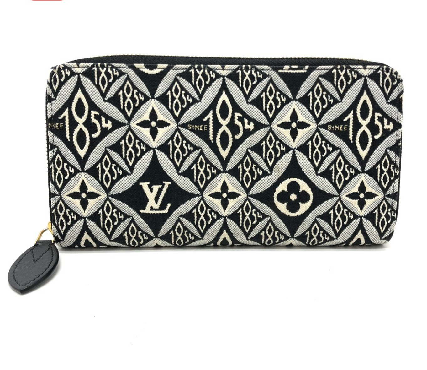 Near Mint LOUIS VUITTON Jacquard Zippy Wallet SINCE1854 Black Gray