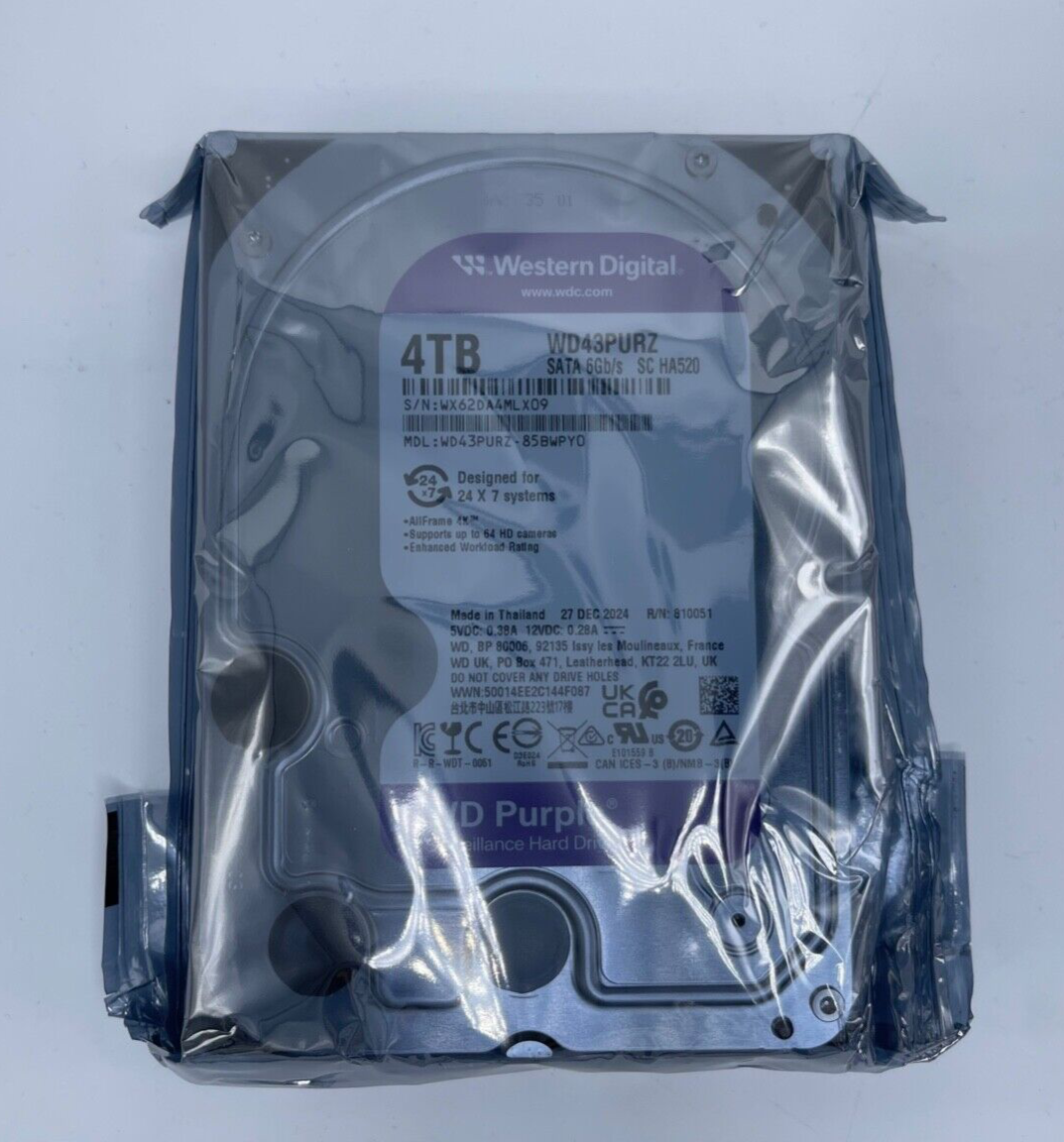 NEW!!! WD Purple Surveillance WD43PURZ 4TB SATA Internal Hard