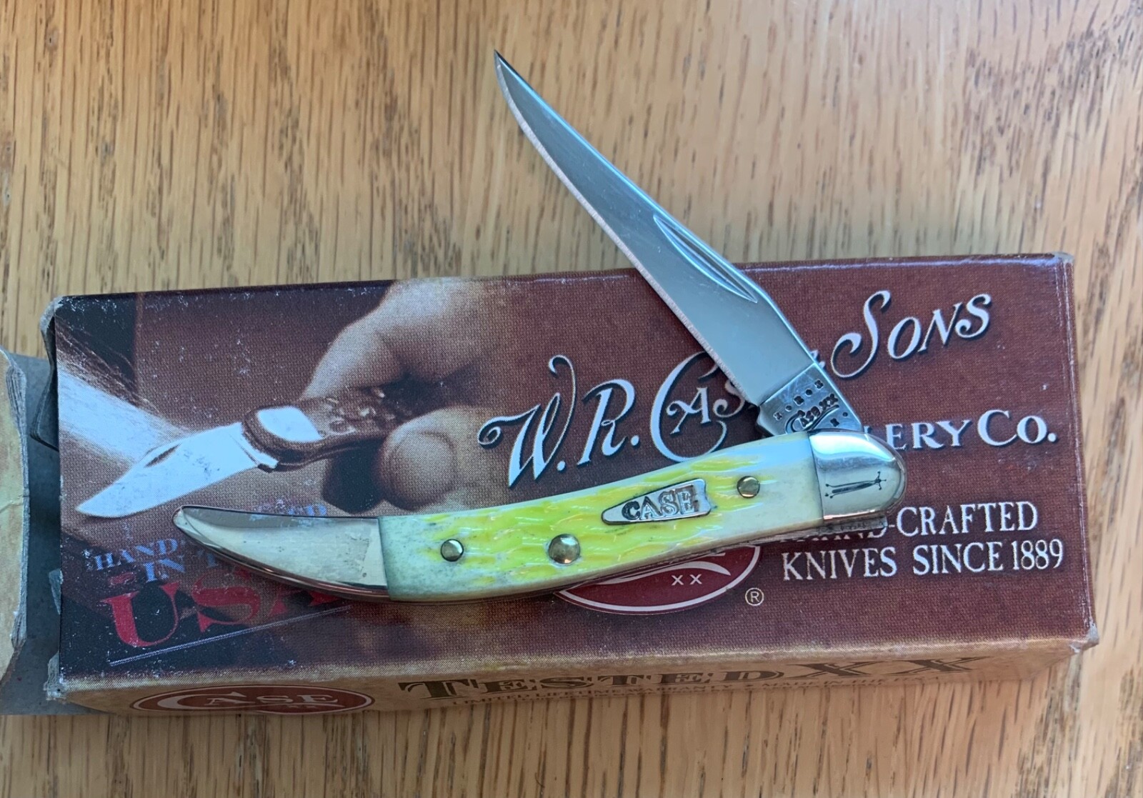 CASE #610096 SS LIME GREEN TINY TOOTHPICK KNIFE NEVER USED IN BOX