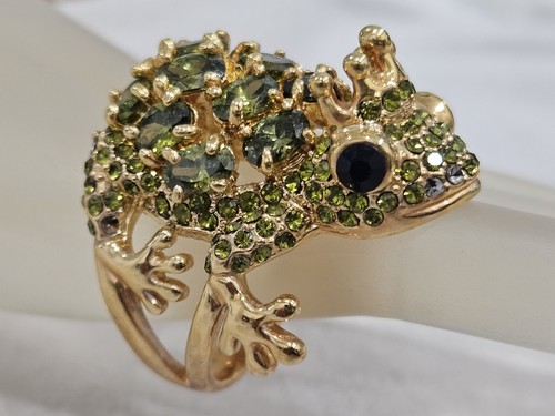 Real Collectibles By Adrienne Whimsical gold tone green crystal