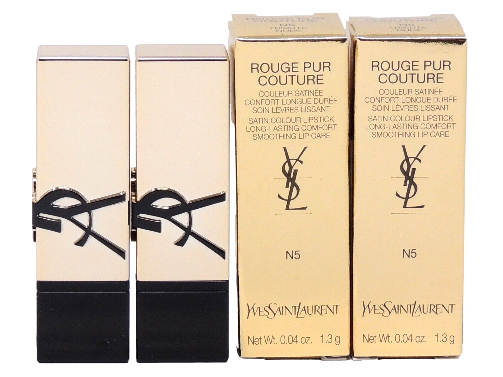 YSL YVES SAINT LAURENT ROUGE PUR COUTURE N5 TRIBUTE NUDE .04oz x 2
