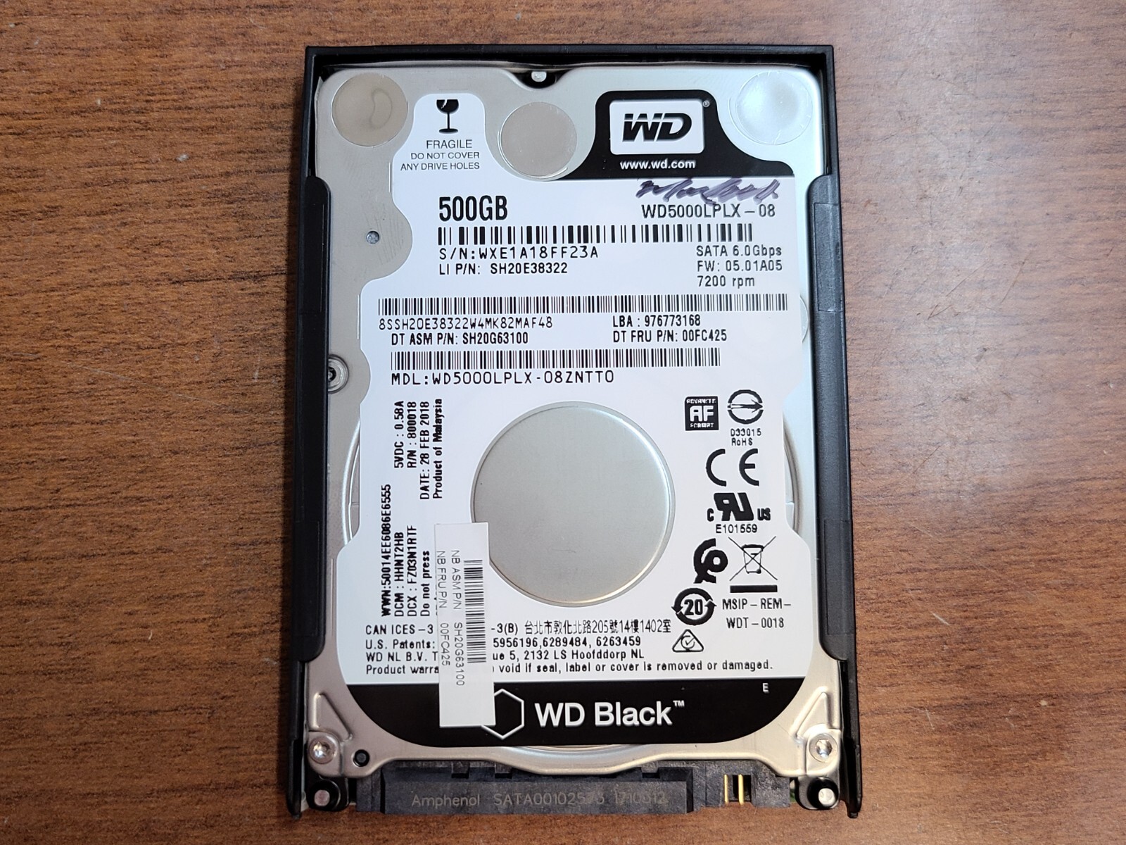 WD BLACK WD5000LPLX-08 500GB 7200RPM SATA HDD HARD DRIVE 00FC425