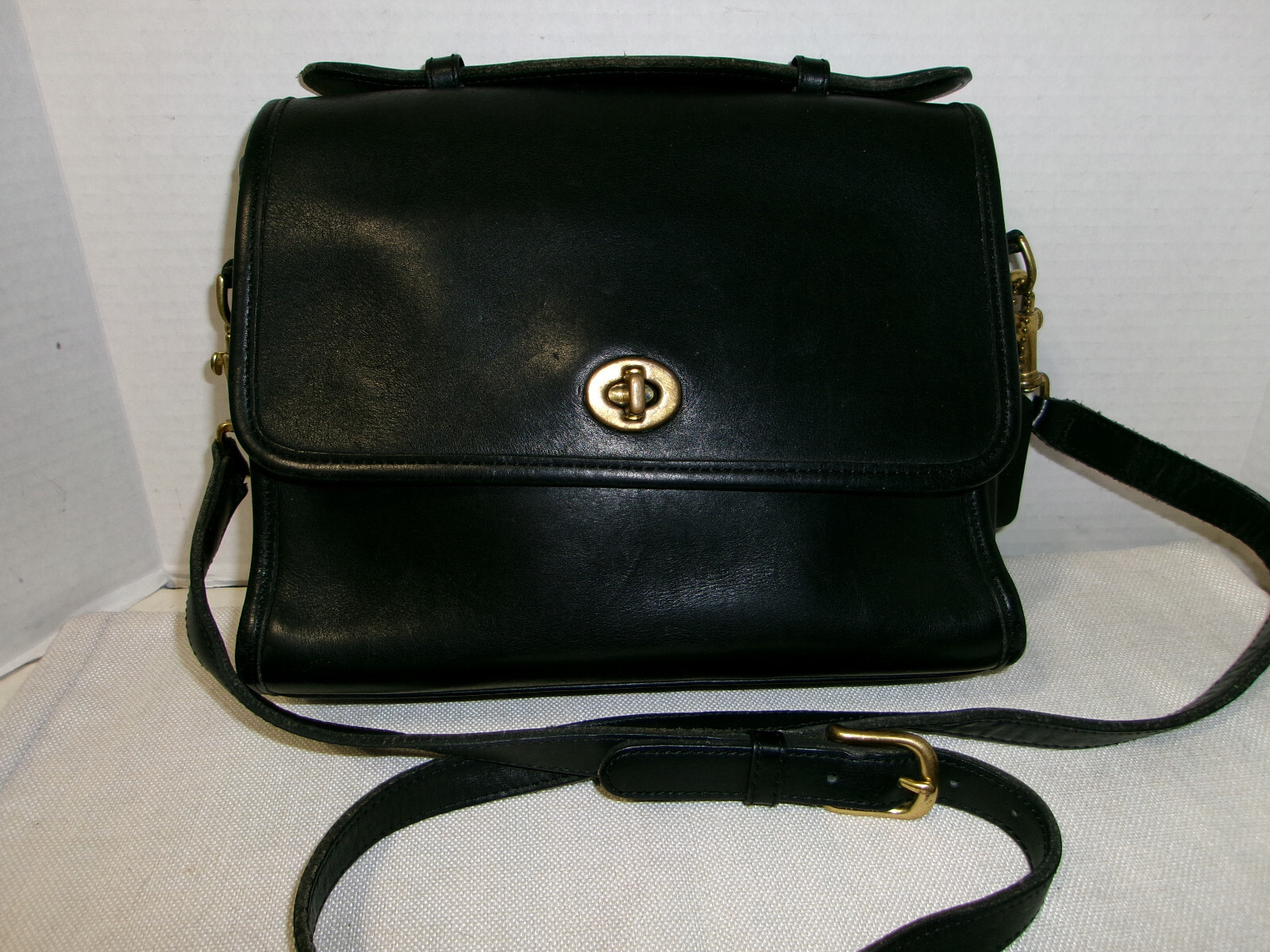 VINTAGE COACH TOP HANDLE/CROSSBODY COURT BAG BLACK LEATHER 9870 | eBay