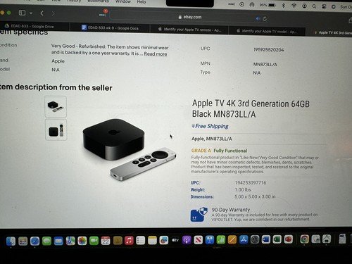 Apple TV 4K 3rd Generation 64GB Black MN873LL/A | eBay