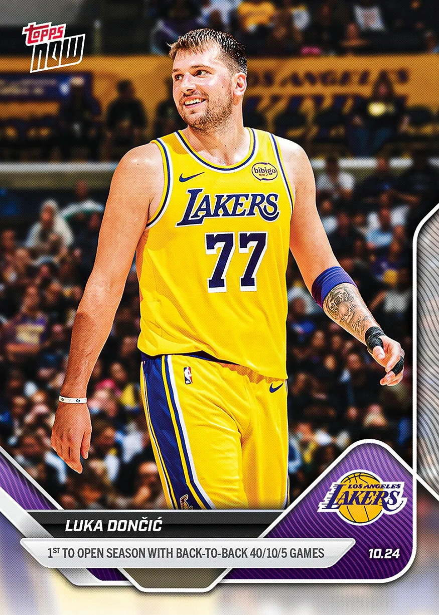 Luka Doncic 1st with back-to-back 40/10/5 2025-26 NBA Topps NOW