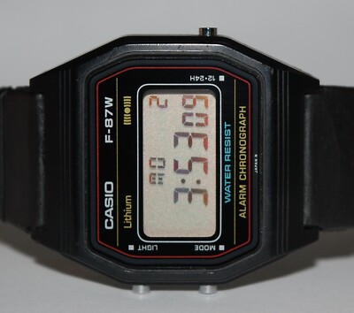 ビンテージ カシオ F-87W 415 ブルー デジタル LCD 腕時計 1980年代