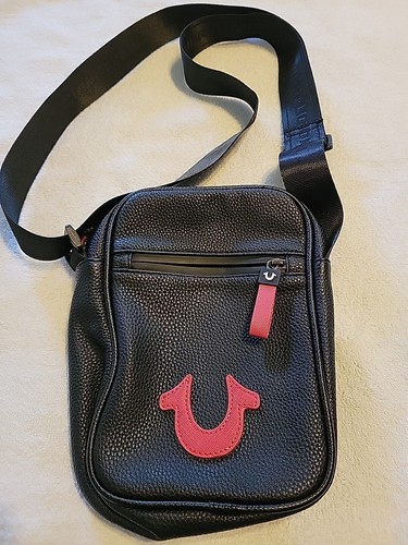 Shoulder Travel bag True Religion black red logo pack zipper Faux