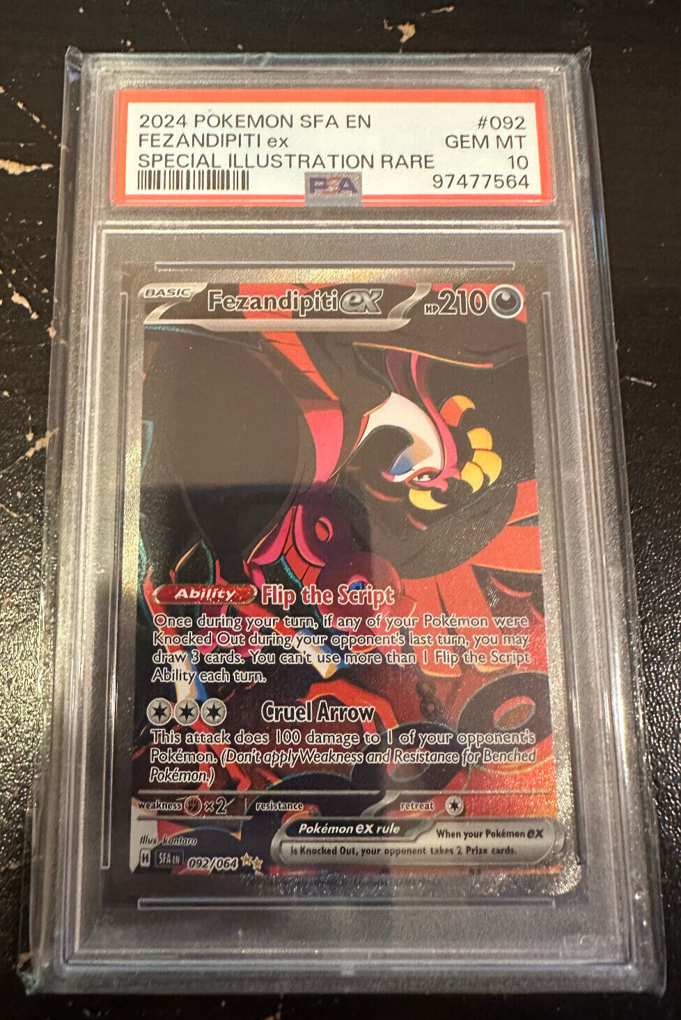 Pokemon TCG Fezandipiti ex 092/064 SIR Shrouded Fable PSA 10 Gem